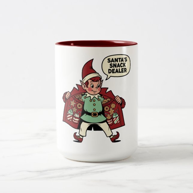 Caneca De Café Em Dois Tons Santa's Snack Dealer Christmas Elf (Centro)