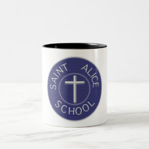 Caneca De Café Em Dois Tons Santo Alice School Tradition Blue and White Patch
