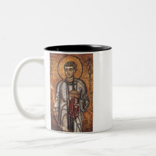 Caneca De Café Em Dois Tons Santo Lawrence Impressão de Arte Mosaica Ortodoxa