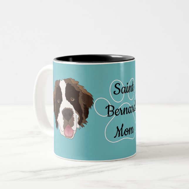 Caneca De Café Em Dois Tons Santo personalizado Bernard Mãe/ Pai (Frente Esquerda)