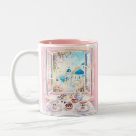 Caneca De Café Em Dois Tons Santorini Café Grego de Viagem para Tratar Cakes D