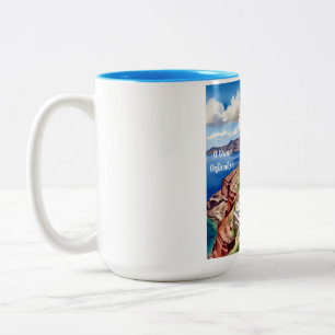 Caneca De Café Em Dois Tons Santorini, Um Destino De Sonho, Mug