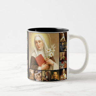 Caneca De Café Em Dois Tons Santos, imagens santamente, Jesus, Mary, St Joseph