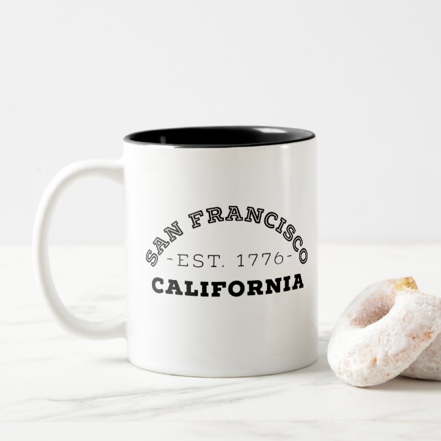 Caneca De Café Em Dois Tons São Francisco Califórnia (Com Donut)