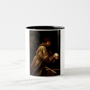 Caneca De Café Em Dois Tons São Francisco em Oração (Cristão) (Caravaggio)