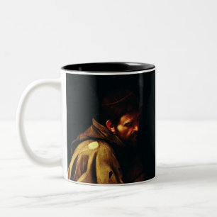 Caneca De Café Em Dois Tons São Francisco por Caravaggio Obra-Prima Barroca