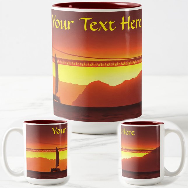Caneca De Café Em Dois Tons São Francisco Sunset 1124 (Criador carregado)