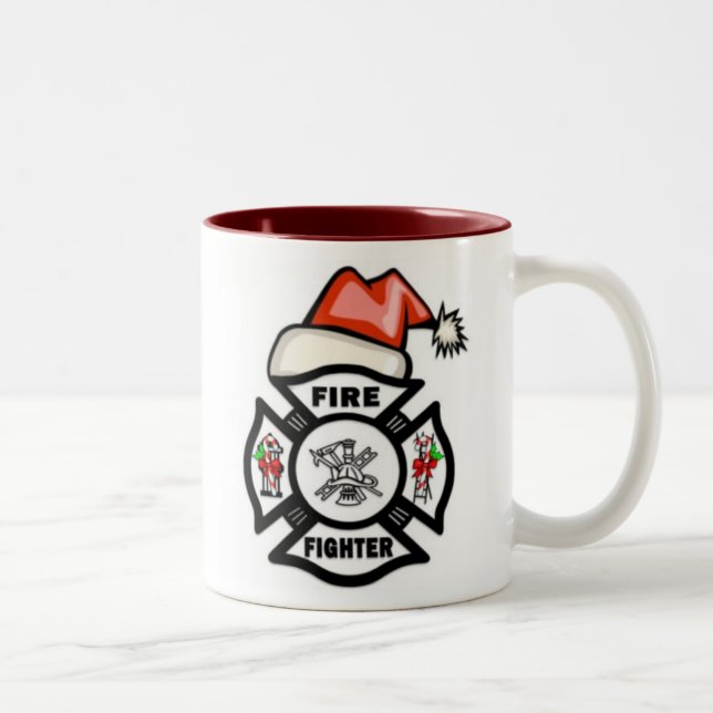 Caneca De Café Em Dois Tons Sapador-bombeiro Papai Noel (Direita)