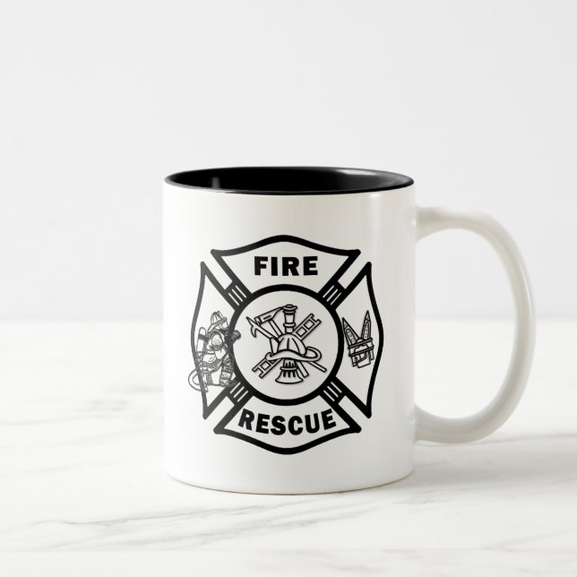 Caneca De Café Em Dois Tons Sapadores-bombeiros do salvamento do fogo (Direita)