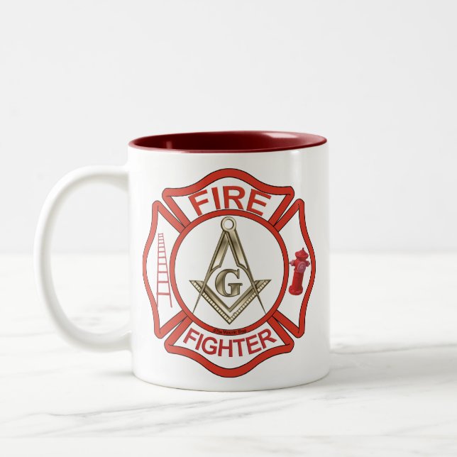 CANECA DE CAFÉ EM DOIS TONS SAPADORES-BOMBEIROS MAÇÓNICOS (Esquerda)