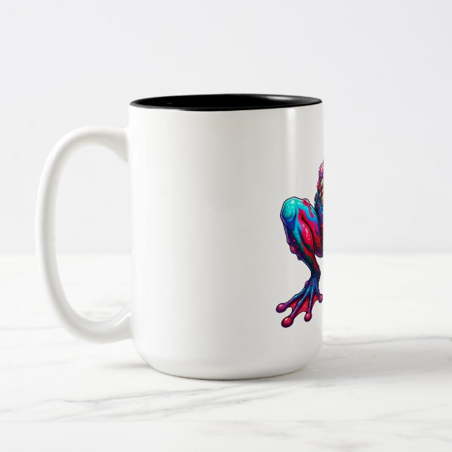 Caneca De Café Em Dois Tons Sapo Arco-íris Neon Explode (Esquerda)
