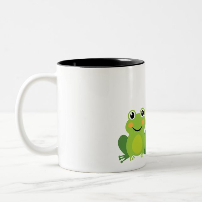 Caneca De Café Em Dois Tons sapo, borboleta e cogumelos (Esquerda)