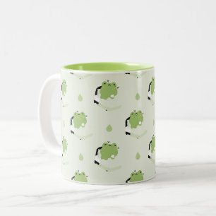 Caneca De Café Em Dois Tons Sapo Cansado Fofo