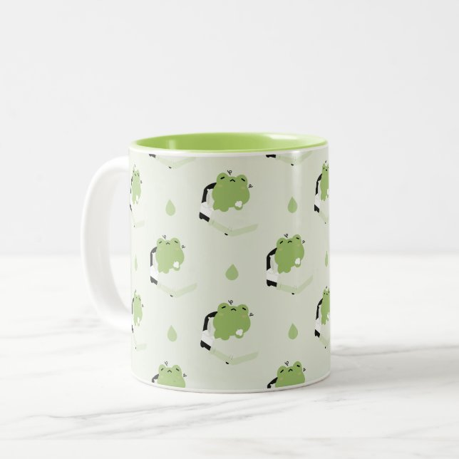 Caneca De Café Em Dois Tons Sapo Cansado Fofo (Frente Esquerda)