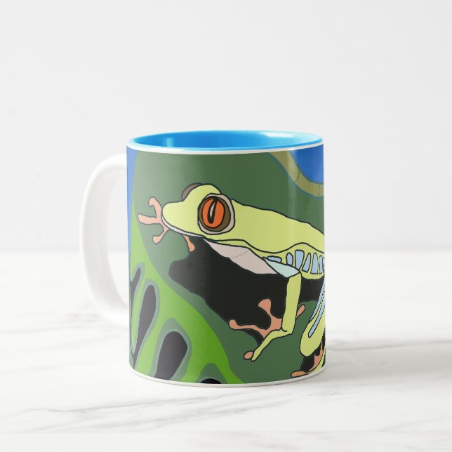 Caneca De Café Em Dois Tons Sapo da Árvore de Subida (Frente Esquerda)