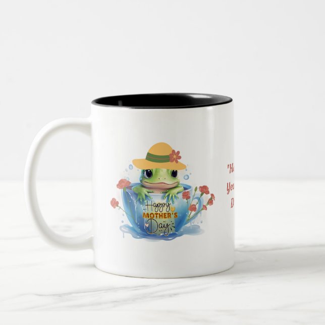 Caneca De Café Em Dois Tons Sapo e chapéu felizes em um Teacup (Esquerda)