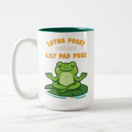 Caneca De Café Em Dois Tons Sapo Engraçado Yoga Cartoon Lotus Lily Pad Design