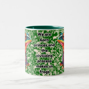 Caneca De Café Em Dois Tons Sapo Fofo com Design de Sapo de Desenho Animado pa