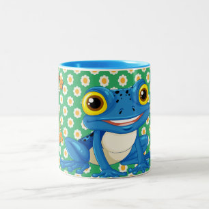 Caneca De Café Em Dois Tons Sapo Fofo com Design de Sapo de Desenho Animado pa