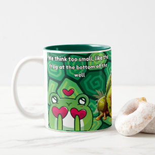 Caneca De Café Em Dois Tons Sapo Fofo com Design de Sapo de Desenho Animado pa
