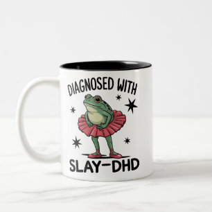 Caneca De Café Em Dois Tons Sapo neurodivergente engraçado do TDAH Meme Y2K Fr