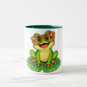Caneca De Café Em Dois Tons Sapo Retro de Verão com Óculos de Sol PNG Tropi