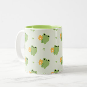 Caneca De Café Em Dois Tons Sapo Romântico bonito