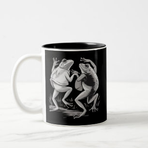 Caneca De Café Em Dois Tons Sapos Dançantes Toad Goblincore Dark Academia Retr