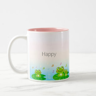 Caneca De Café Em Dois Tons Sapos Lindos em Cores Pastel