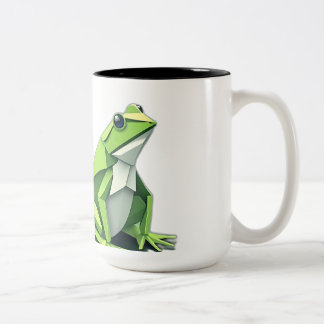 Caneca De Café Em Dois Tons Sapos Origami em Estilo Geométrico