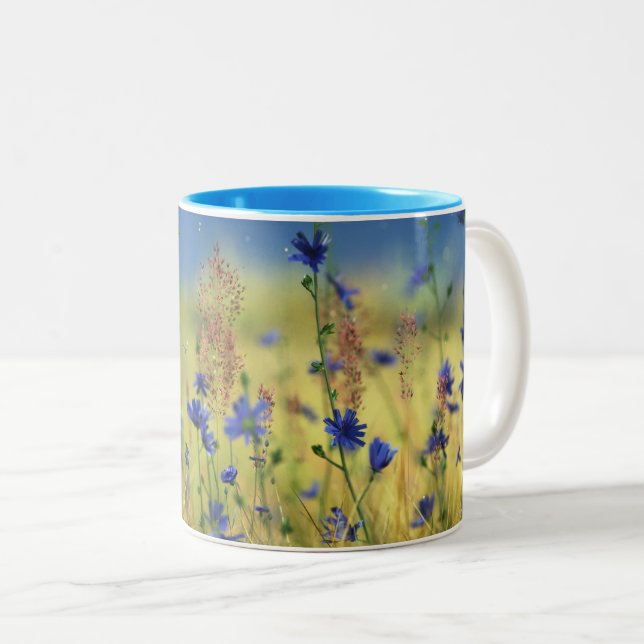 Caneca De Café Em Dois Tons Sapphire e Dourada Mug (Frente Esquerda)