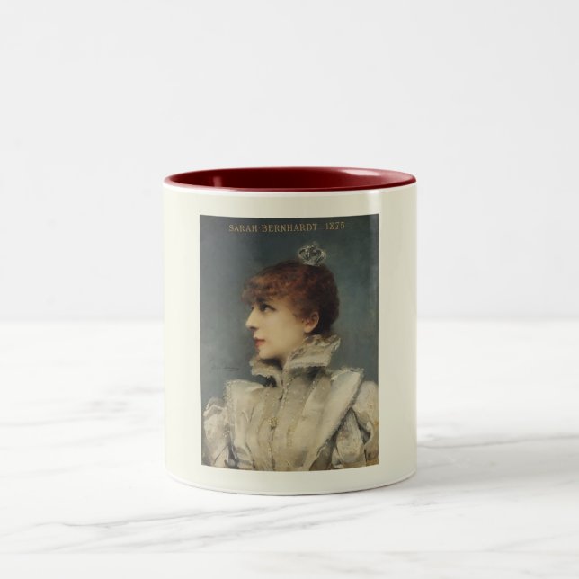 Caneca De Café Em Dois Tons Sarah Bernhardt, Louise Abbéma Retrait (Centro)