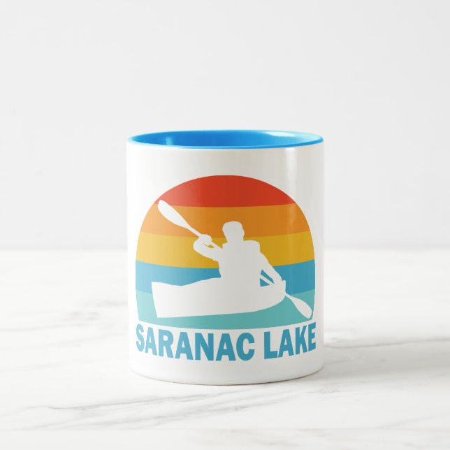 Caneca De Café Em Dois Tons Saranac Lake Nova York Caiaque (Centro)