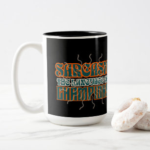 Caneca De Café Em Dois Tons Sarcasmo Humorístico A Língua dos Campeões Engraça