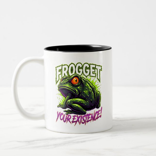 Caneca De Café Em Dois Tons Sarcastic Frog Forget Your Existence Funny Meme (Esquerda)