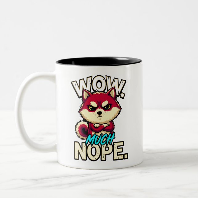 Caneca De Café Em Dois Tons Sarcastic Shiba Inu Wow Much Nope Funny Meme (Esquerda)