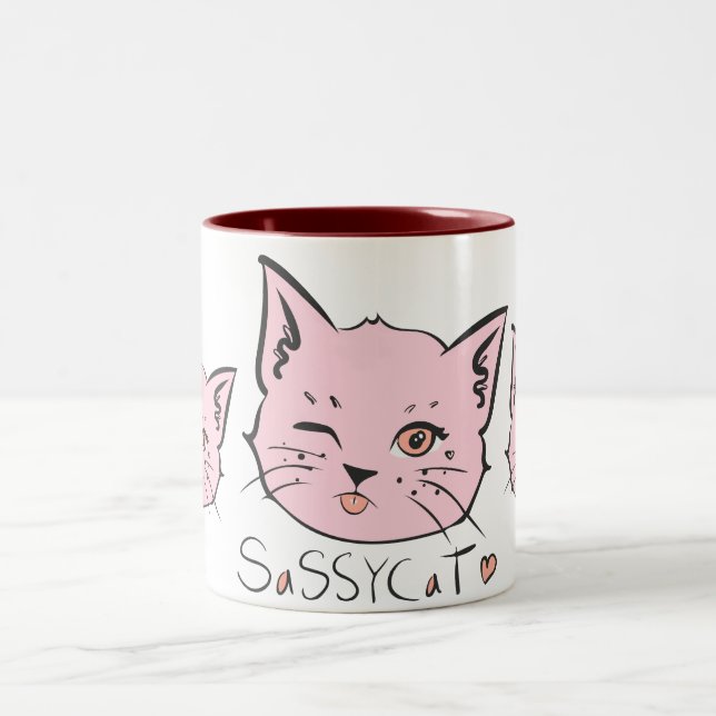 Caneca De Café Em Dois Tons Sassy Cat Mug (Centro)