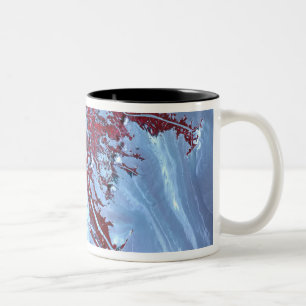 Caneca De Café Em Dois Tons Satélite falso da cor