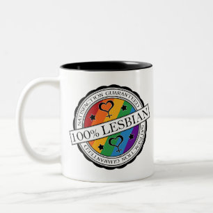 Caneca De Café Em Dois Tons Satisfação 100% Garantida Orgulho Lésbico Arco-Íri