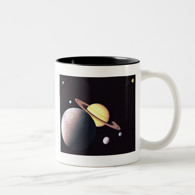 Caneca De Café Em Dois Tons Saturn e luas (Direita)