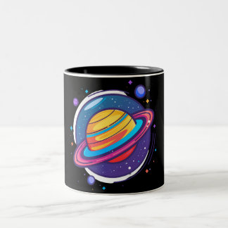 Caneca De Café Em Dois Tons Saturn Planet Coffee Mug – Cosmic Design for Space