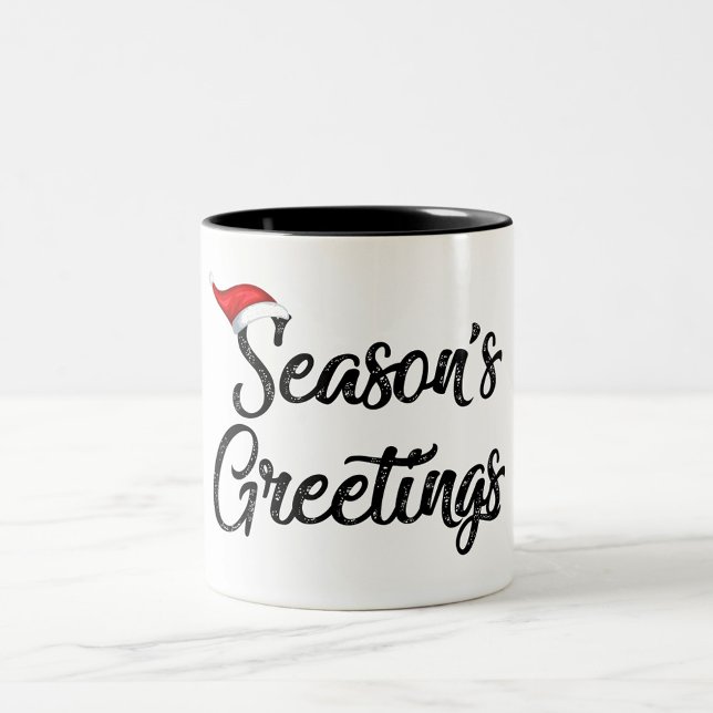 Caneca De Café Em Dois Tons Saudação da Estação (Black Text Season Greeting Coffee Mug!)