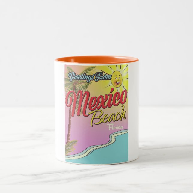 Caneca De Café Em Dois Tons Saudações Da Praia Do México Da Florida (Centro)