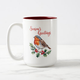 Caneca De Café Em Dois Tons Saudações da temporada de Robin alegre