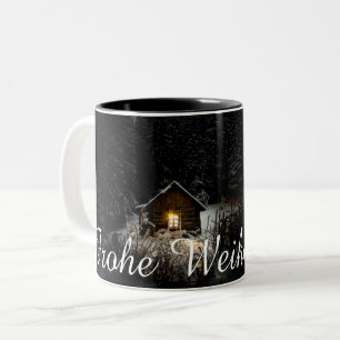Caneca De Café Em Dois Tons Saudações de Natal com Casa de Bruxa
