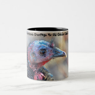 Caneca De Café Em Dois Tons Saudações de Natal Me Old Gobble Gobble