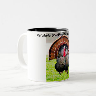 Caneca De Café Em Dois Tons Saudações de Natal Me Velho Gobble Gobble