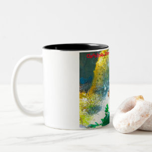 Caneca De Café Em Dois Tons Saudações de Natal Meu Caçador Coletor