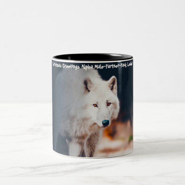 Caneca De Café Em Dois Tons Saudações de Natal 'Meu Parceiro', 'Macho Alfa', (Centro)