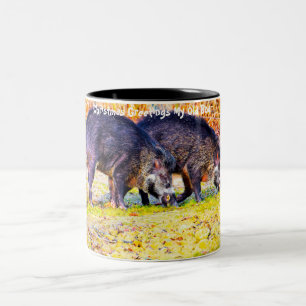 Caneca De Café Em Dois Tons Saudações de Natal Meu Velho Javali